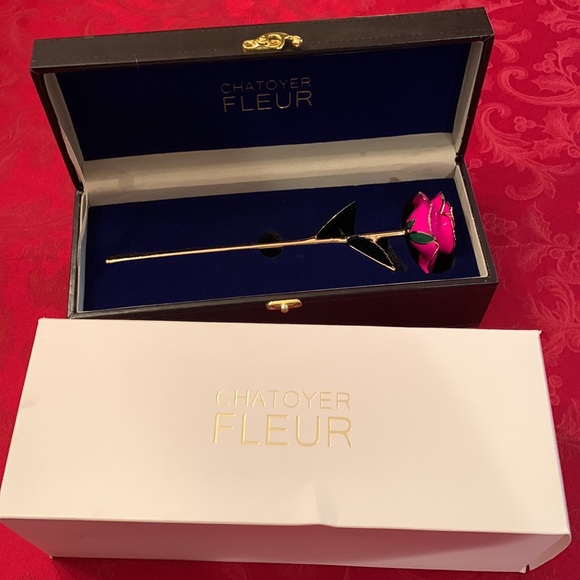 Chatoyer Fleur Forever Rose 24K gold piped pink rose - Picture 9 of 16